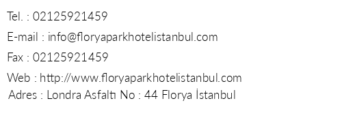 Florya Park Hotel telefon numaralar, faks, e-mail, posta adresi ve iletiim bilgileri